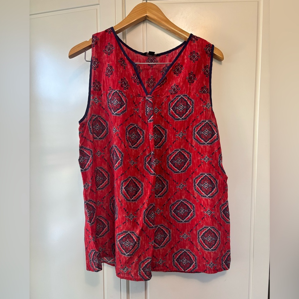 Lucky Brand Red Patterned Sleeveless Top